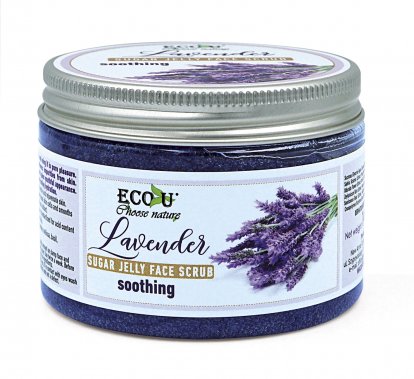 Eco-U łagodzący peeling do skóry z galaretką cukrową i lawendą 140g